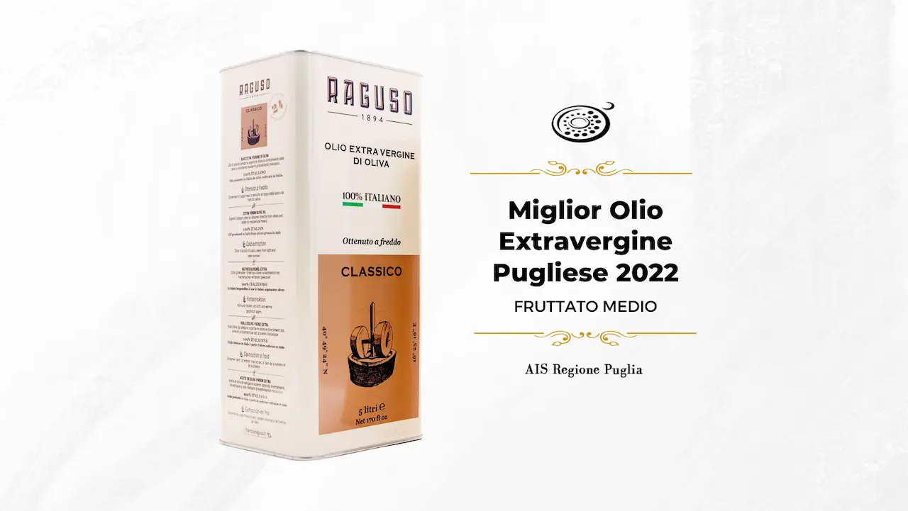 Il miglior olio pugliese 2021/2022 fruttato medio è l'extravergine Formula Raguso Classico per l'Associazione Italiana Sommelier Puglia
